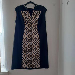 Size 16-Cream and Black Halter Dress